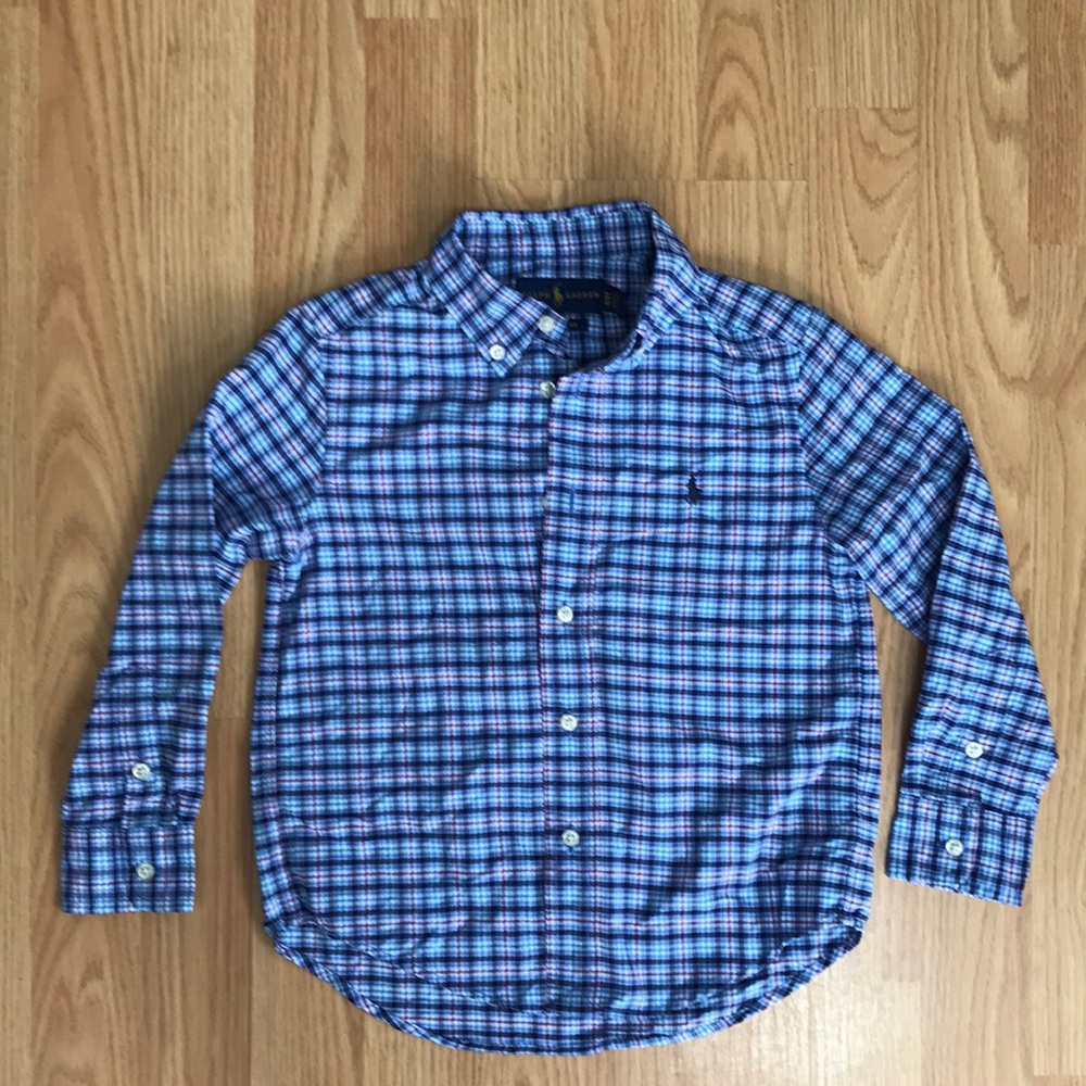 NWT 4T Ralph Lauren performance fabric button up boys plaid shirt.